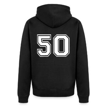 50 - Unisex Premium Organic Zip Hoodie - black - Back - Nico (187cm)