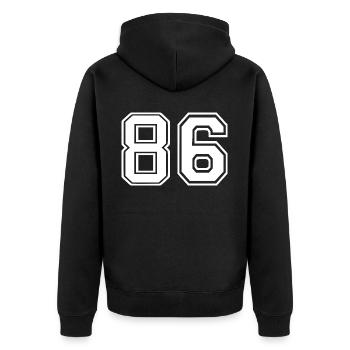 86 - Unisex Premium Organic Zip Hoodie - black - Back - Nico (187cm)