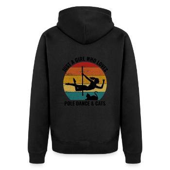 Pole Sport Dance Dancer Acrobatics Cat Lover - Unisex Premium Organic Zip Hoodie - black - Back - Nico (187cm)