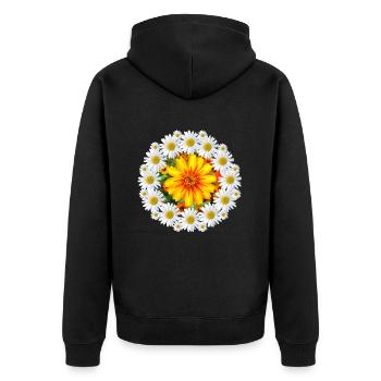 Margeriten mit bunter Blüte Gänseblümchen Blume - Unisex Premium Bio Zip Hoodie - Schwarz - Hinten - Nico (187cm)