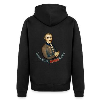 Lustiger Philosoph: Immanuel Kant mit Verkleidung - Unisex Premium Bio Zip Hoodie - Schwarz - Hinten - Nico (187cm)