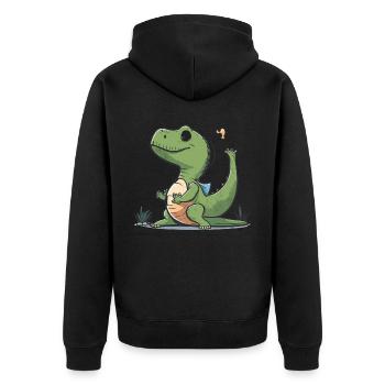 Flexible T-Rex - Unisex Premium Organic Zip Hoodie - black - Back - Nico (187cm)