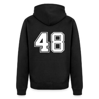 48 - Unisex Premium Bio Zip Hoodie - Schwarz - Hinten - Nico (187cm)