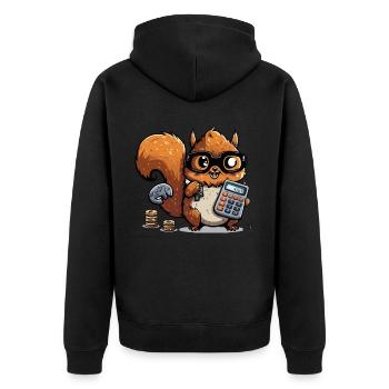 Eichhörnchen-Kulator - Unisex Premium Bio Zip Hoodie - Schwarz - Hinten - Nico (187cm)
