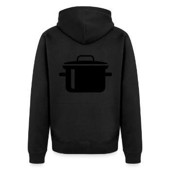 kochtopf Symbol - Unisex Premium Bio Zip Hoodie - Schwarz - Hinten - Nico (187cm)