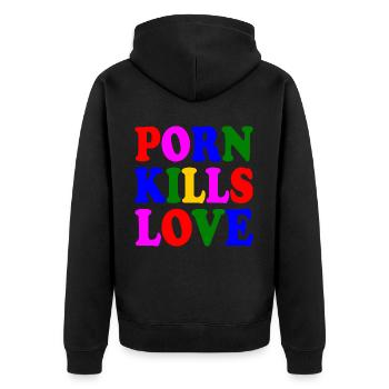 Porn kills love - Veste à capuche bio Premium Unisexe - noir - Dos - Nico (187cm)