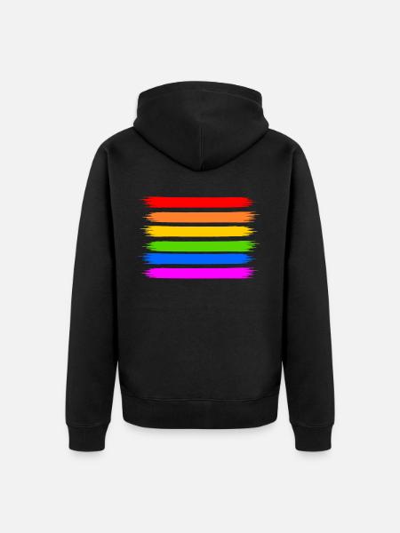 rainbow flag - Unisex Premium Organic Zip Hoodie - black