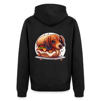 Wiener Dog - Unisex Premium Organic Zip Hoodie - black - Back - Nico (187cm)