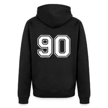 90 - Unisex Premium Bio Zip Hoodie - Schwarz - Hinten - Nico (187cm)