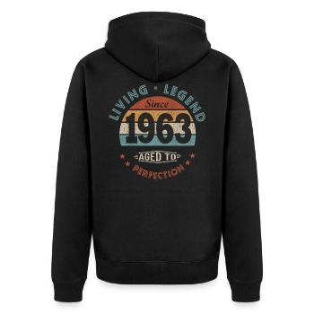 legend since 1963 Born in 1963 birthday 59 years - Unisex Premium Organic Zip Hoodie - black - Back - Nico (187cm)
