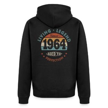 legend since 1964 Born in 1964 birthday 58 years - Unisex Premium Organic Zip Hoodie - black - Back - Nico (187cm)