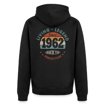 legend since 1962 Né En 1962 anniversaire 60 ans - Veste à capuche bio Premium Unisexe - noir - Dos - Nico (187cm)