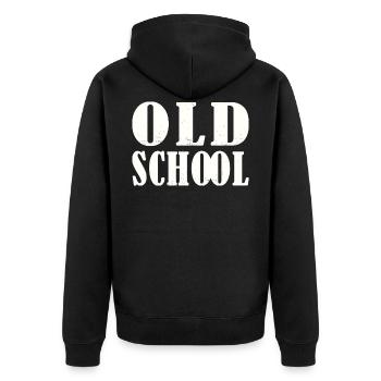 Old School Musik Liebhaber 80er 90er Hip Hop Rap - Unisex Premium Bio Zip Hoodie - Schwarz - Hinten - Nico (187cm)