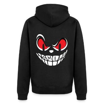 Smile Face - Unisex Premium Bio Zip Hoodie - Schwarz - Hinten - Nico (187cm)