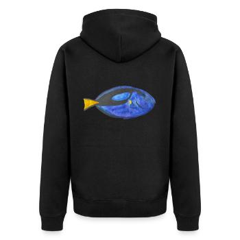 Blauer Doktorfisch Schnorcheln Fisch Aquarium Riff - Unisex Premium Bio Zip Hoodie - Schwarz - Hinten - Nico (187cm)