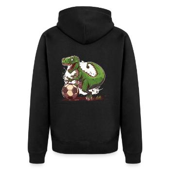 Dino Fußballstar - Unisex Premium Bio Zip Hoodie - Schwarz - Hinten - Nico (187cm)