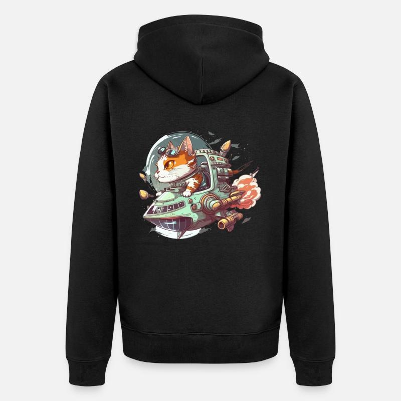 Commandant de chat cosmique - Veste à capuche bio Premium Unisexe - noir