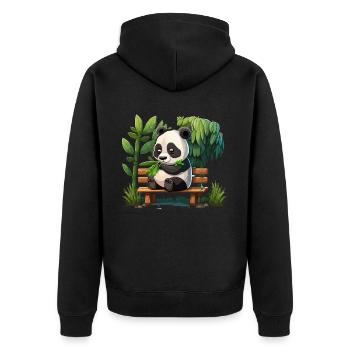 Bambus-Buffet - Unisex Premium Bio Zip Hoodie - Schwarz - Hinten - Nico (187cm)