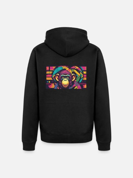 Pop Art Chimpanzee - Unisex Premium Organic Zip Hoodie - black