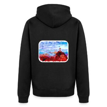 Rio de Janeiro Brésil Aquarelle Dessin - Veste à capuche bio Premium Unisexe - noir - Dos - Nico (187cm)