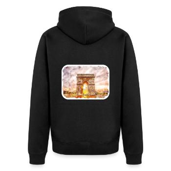 Paris Frankreich Aquarellskizze Gezeichnete Illustration - Unisex Premium Bio Zip Hoodie - Schwarz - Hinten - Nico (187cm)