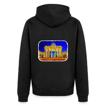 Berlin Allemagne Aquarelle Esquisse Dessinée Peinture - Veste à capuche bio Premium Unisexe - noir - Dos - Nico (187cm)