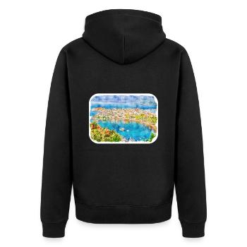 Dinde Aquarelle Esquisse Dessinée à la main Illustration - Veste à capuche bio Premium Unisexe - noir - Dos - Nico (187cm)