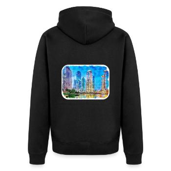 Shanghai Chine Aquarelle Sketch Illustration - Veste à capuche bio Premium Unisexe - noir - Dos - Nico (187cm)