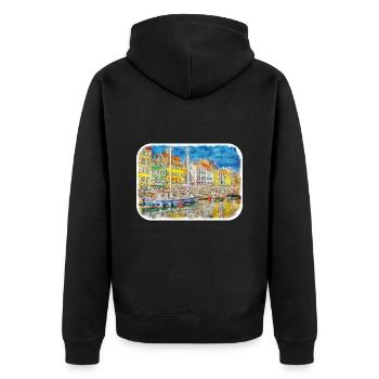 Copenhague Danemark Aquarelle Sketch Illustration - Veste à capuche bio Premium Unisexe - noir - Dos - Nico (187cm)