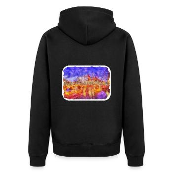 Pays-Bas Aquarelle Esquisse Dessinée Illustration - Veste à capuche bio Premium Unisexe - noir - Dos - Nico (187cm)