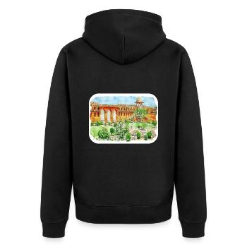 Jaipur Inde Aquarelle Esquisse Peinture Dessinée - Veste à capuche bio Premium Unisexe - noir - Dos - Nico (187cm)