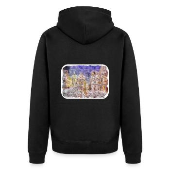 Allemagne Aquarelle Esquisse Dessinée à la main Illustration - Veste à capuche bio Premium Unisexe - noir - Dos - Nico (187cm)