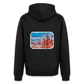 Moscou Russie Aquarelle Esquisse Dessin Dessiné - Veste à capuche bio Premium Unisexe - noir - Dos - Nico (187cm)