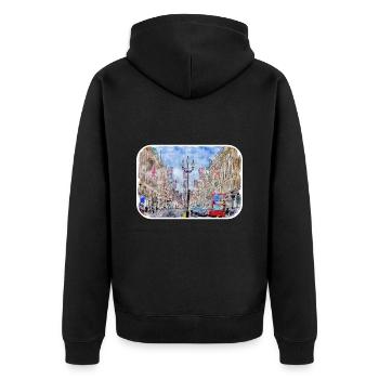 Londres UK Aquarelle Esquisse Dessinée à la Main Peinture - Veste à capuche bio Premium Unisexe - noir - Dos - Nico (187cm)