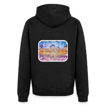 Paris France Watercolor Sketch Draw Drawing - Unisex Premium Organic Zip Hoodie - black - Back - Nico (187cm)