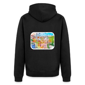 Barcelona Spanien Aquarell Skizze gezeichnet Illustrati - Unisex Premium Bio Zip Hoodie - Schwarz - Hinten - Nico (187cm)