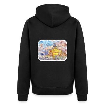 Australie Aquarelle Esquisse Dessinée à la Main Peinture - Veste à capuche bio Premium Unisexe - noir - Dos - Nico (187cm)