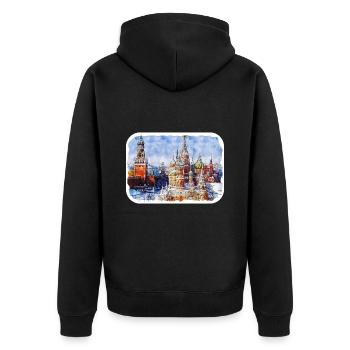 Moscou Russie Aquarelle Esquisse Dessinée Peinture - Veste à capuche bio Premium Unisexe - noir - Dos - Nico (187cm)