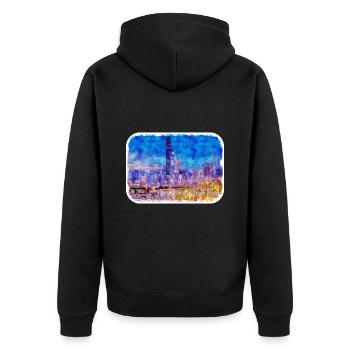 Chicago USA Aquarell Skizze gezeichnete Illustration - Unisex Premium Bio Zip Hoodie - Schwarz - Hinten - Nico (187cm)