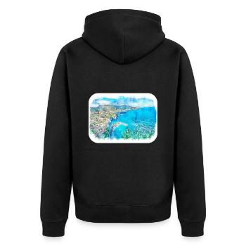 Sorrente Italie Aquarelle Sketch Illustration - Veste à capuche bio Premium Unisexe - noir - Dos - Nico (187cm)