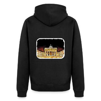 Berlin Allemagne Aquarelle Esquisse Dessinée Peinture - Veste à capuche bio Premium Unisexe - noir - Dos - Nico (187cm)