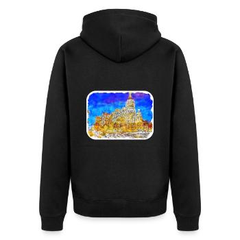 Madrid Spain Watercolor Sketch Drawn Painting - Unisex Premium Organic Zip Hoodie - black - Back - Nico (187cm)