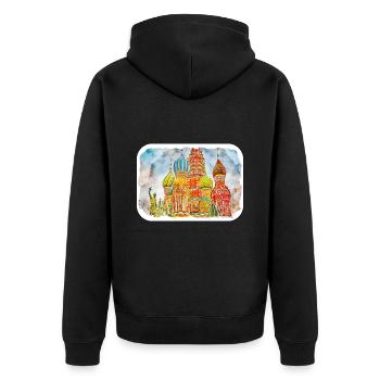 Moscou Russie Aquarelle Esquisse Dessinée Peinture - Veste à capuche bio Premium Unisexe - noir - Dos - Nico (187cm)