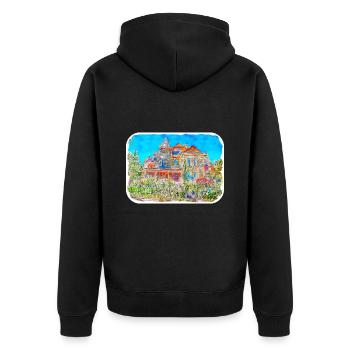Canada Aquarelle Sketch Illustration dessinée à la main - Veste à capuche bio Premium Unisexe - noir - Dos - Nico (187cm)