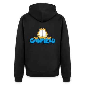 Garfield Face Logo - Unisex Premium Organic Zip Hoodie - black - Back - Nico (187cm)