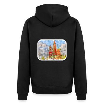Moscou Russie Aquarelle Esquisse Dessin Dessiné - Veste à capuche bio Premium Unisexe - noir - Dos - Nico (187cm)