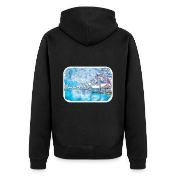 Autriche Aquarelle Esquisse Dessinée à la main Illustration - Veste à capuche bio Premium Unisexe - noir - Dos - Nico (187cm)