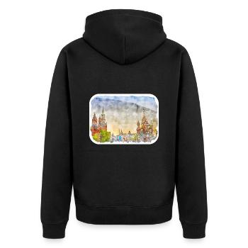 Moscou Russie Aquarelle Sketch Illustration - Veste à capuche bio Premium Unisexe - noir - Dos - Nico (187cm)