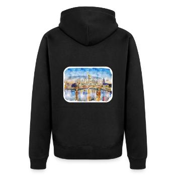 Allemagne Aquarelle Esquisse Dessinée à la main Illustration - Veste à capuche bio Premium Unisexe - noir - Dos - Nico (187cm)