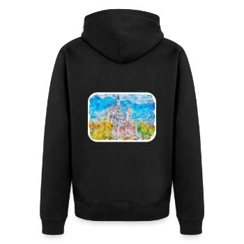 Allemagne Aquarelle Esquisse Dessinée à la main Illustration - Veste à capuche bio Premium Unisexe - noir - Dos - Nico (187cm)